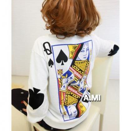 Whimsy Of Playing Cards Personality Loose Blouse