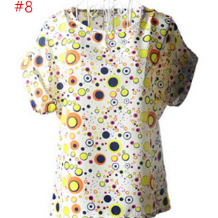 Round Collar Short Sleeve Chiffon Printing T-shirt