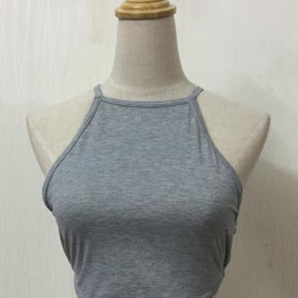 2017 Sexy Backless Bind Pure Color Square Collar..