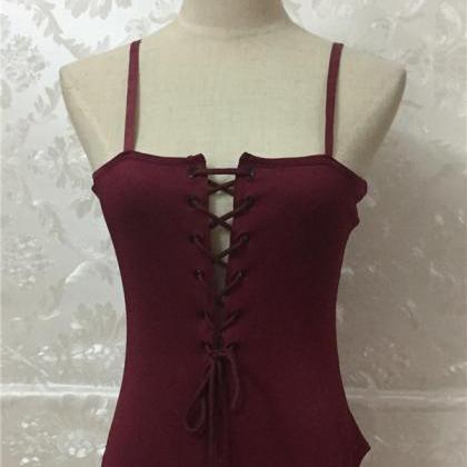Sexy Condole Belt Backless Lace Up One Pieces..