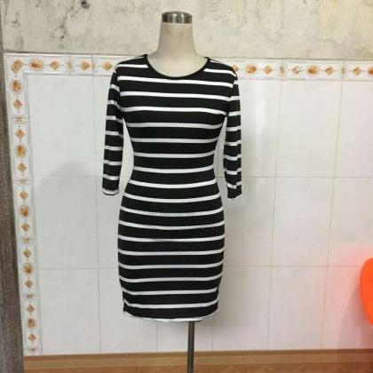Style Fashion Stripe Bodycon Dress