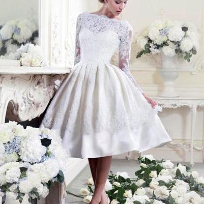 Pure Color Puff Mermaid Lace Pleated Knee-length..