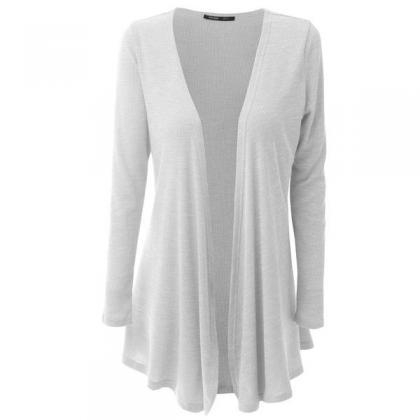 V-neck Long Sleeves Pure Color Plus Size Long..