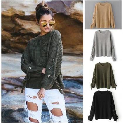 Pure Color Long Sleeves Scoop Straps Regular..