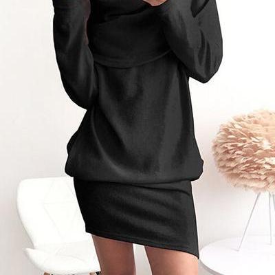 Pure Color Long Sleeves Lapel Neck Scoop Long..
