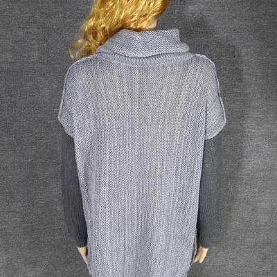 Long Sleeves Patchwork High Neck Long Pullover..