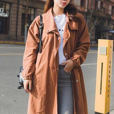 Candy Color Buttons Decorate Long Loose Coat