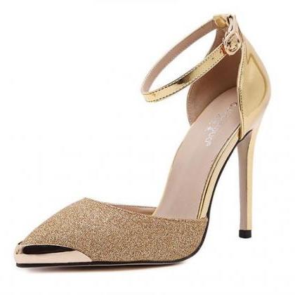 Charming Pointed Toe Ankle Wraps Stiletto High..