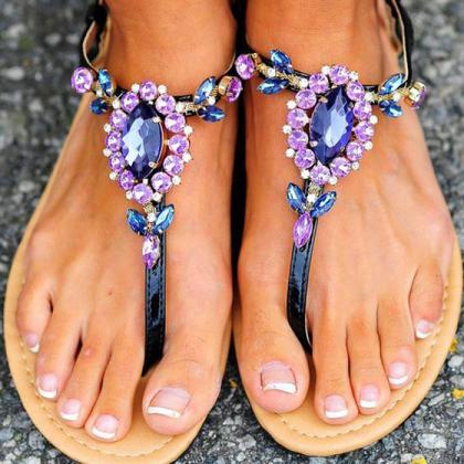 Pu Flat Peep-toe Slipper Thong Sandals