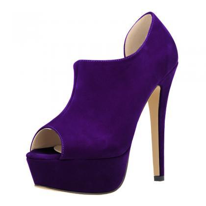 Candy Color Peep Toe Low Cut High Stiletto Heels..