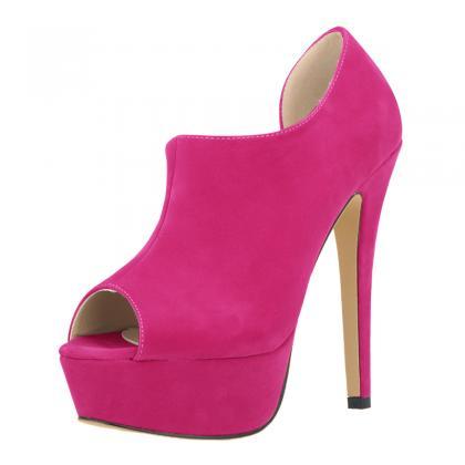Candy Color Peep Toe Low Cut High Stiletto Heels..