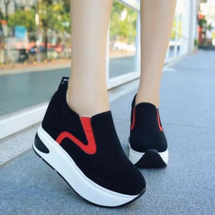 Platform Round Toe Patchwork Casual Sports Shoes..
