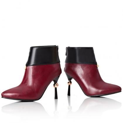 Two-toned Pointed-toe Stiletto Ankle Boots