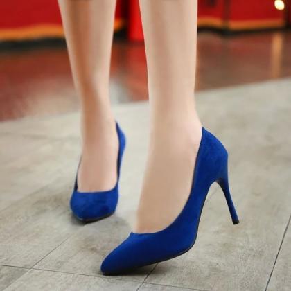 Faux Suede Pointed-toe High Heels