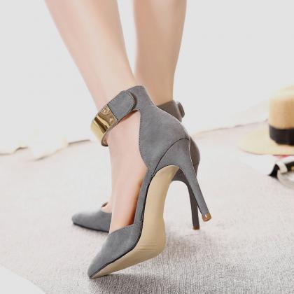 Suede Pure Color Stiletto Heel Pionted Toe Ankle..