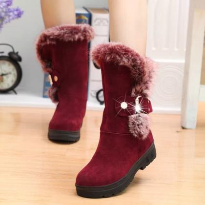 Scrub Pure Color Metal Chunky Heelround Toe Boots