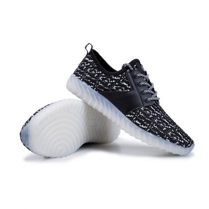 Cotton Patchwork Lace-up Led Round Toe Sneakers