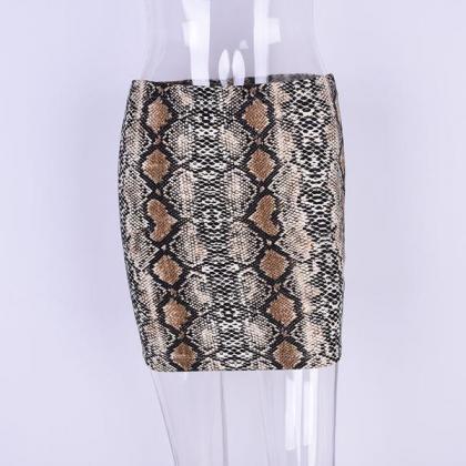 Sexy Snake Print Bodycon Mini Skirt