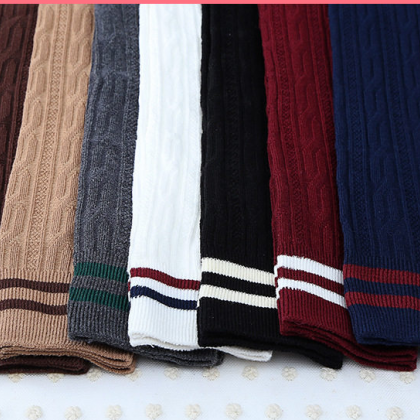 Pure Cotton Twist Vertical Stripes Silk Stockings