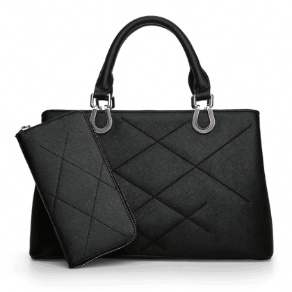Fashionable Plaid Pattern Pu Bag Set