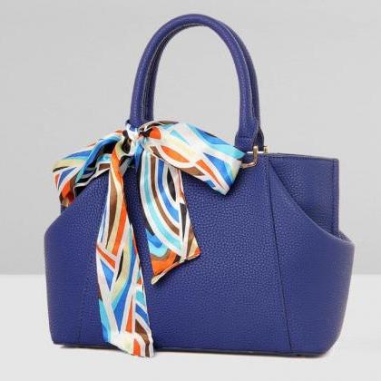 Legant Silk Scarf Decoration Zipper Women Handbag