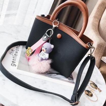 Korean Style Lovely Pendant Pu Handbag