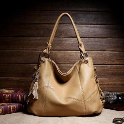 Occident Style Tassel Patchwork Zipper Handbag