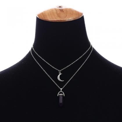 The Moon Crystal Multilayer Clavicle Necklace