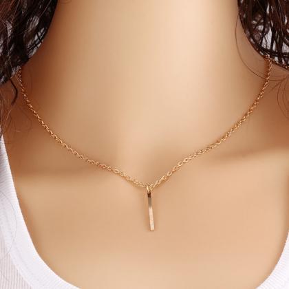 Geometric Rectangle Metal Bar Tassel Necklaces