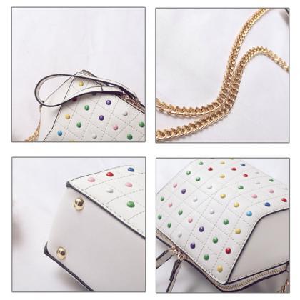 Korean Style Color Rivet Chain Crossbody Bag