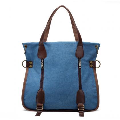 Multimodal Belt-decorated Canvas Tote Bag