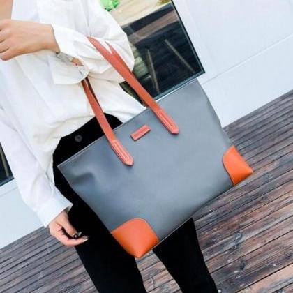 Korean Style Color Block Women Tote Bag