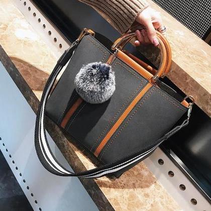 Balls Pendant Patchwork Zipper Handbag