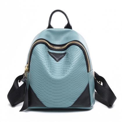 Fashion Croco-embossed Zipper Backpack