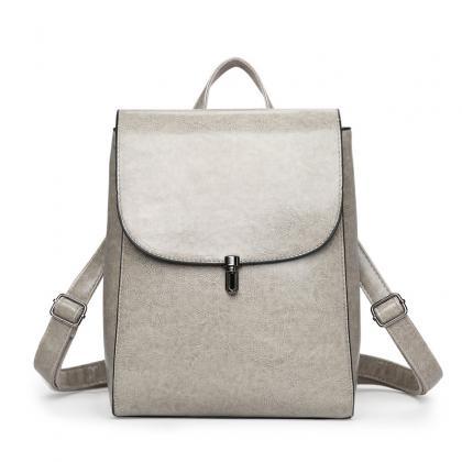 Korea Style Solid Color Pu Backpack