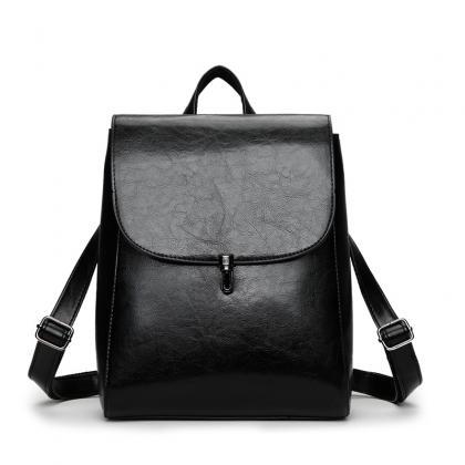 Korea Style Solid Color Pu Backpack