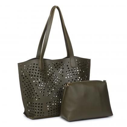 Casual Hollow-out Pu Bag Set (2 Bags)