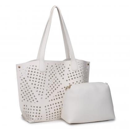 Casual Hollow-out Pu Bag Set (2 Bags)