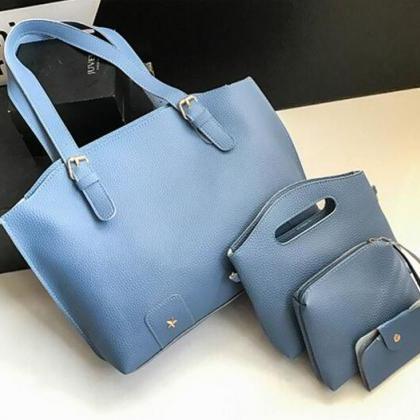 Concise Solid Color Women Bag Set