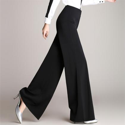 High Waist Loose Solid Color Long Bell-bottomed..
