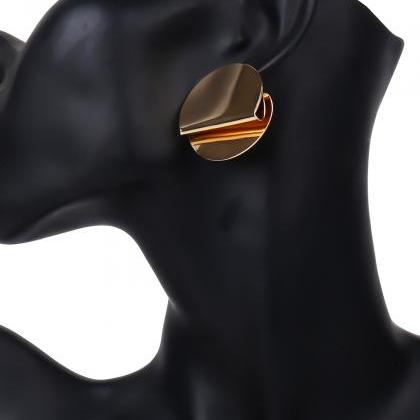Geometrical Element Mirror Round Stud Earrings