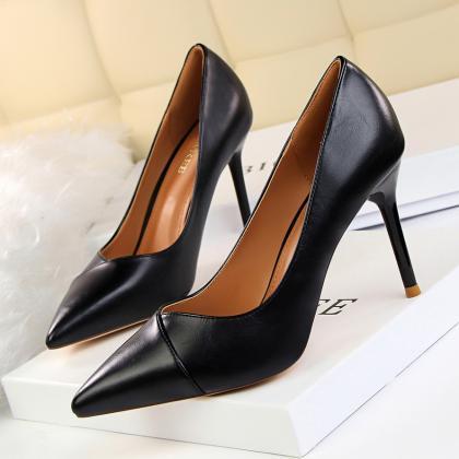 Faux Leather Pointed-Toe High Heel ..