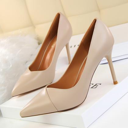 Faux Leather Pointed-Toe High Heel ..