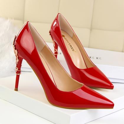 Charming Pointed Toe Low Cut Stiletto High Heels..