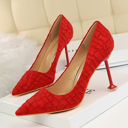 Candy Color Stiletto Heel Pointed Toe High Heels..