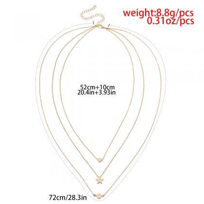Multi-layer Star Heart Collarbone Necklace