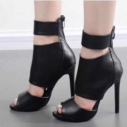 Cut Out Ankle Band Wrap Peep Toe Stiletto High..