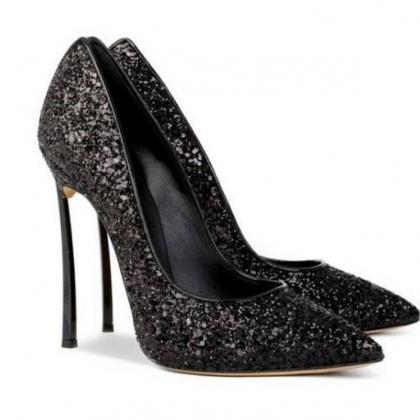 glitter pointed heels