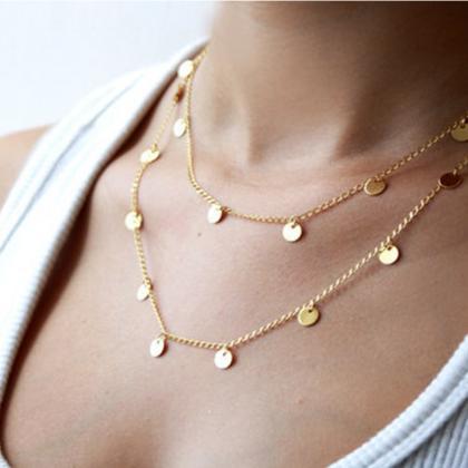 Double Layered Dangle Coin Necklace