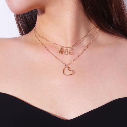 Light Luxury Crystal Love Letters Pendant Clavicle..